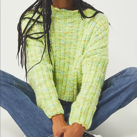 Free People Sweaters | Nwot Free People Confetti Pullover Sweater Z78-4 | Color: Green/Yellow | Size: Xs | Pm-79084483's Closet